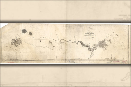 24"x36" Gallery Poster, map of Nicaragua Canal 1890