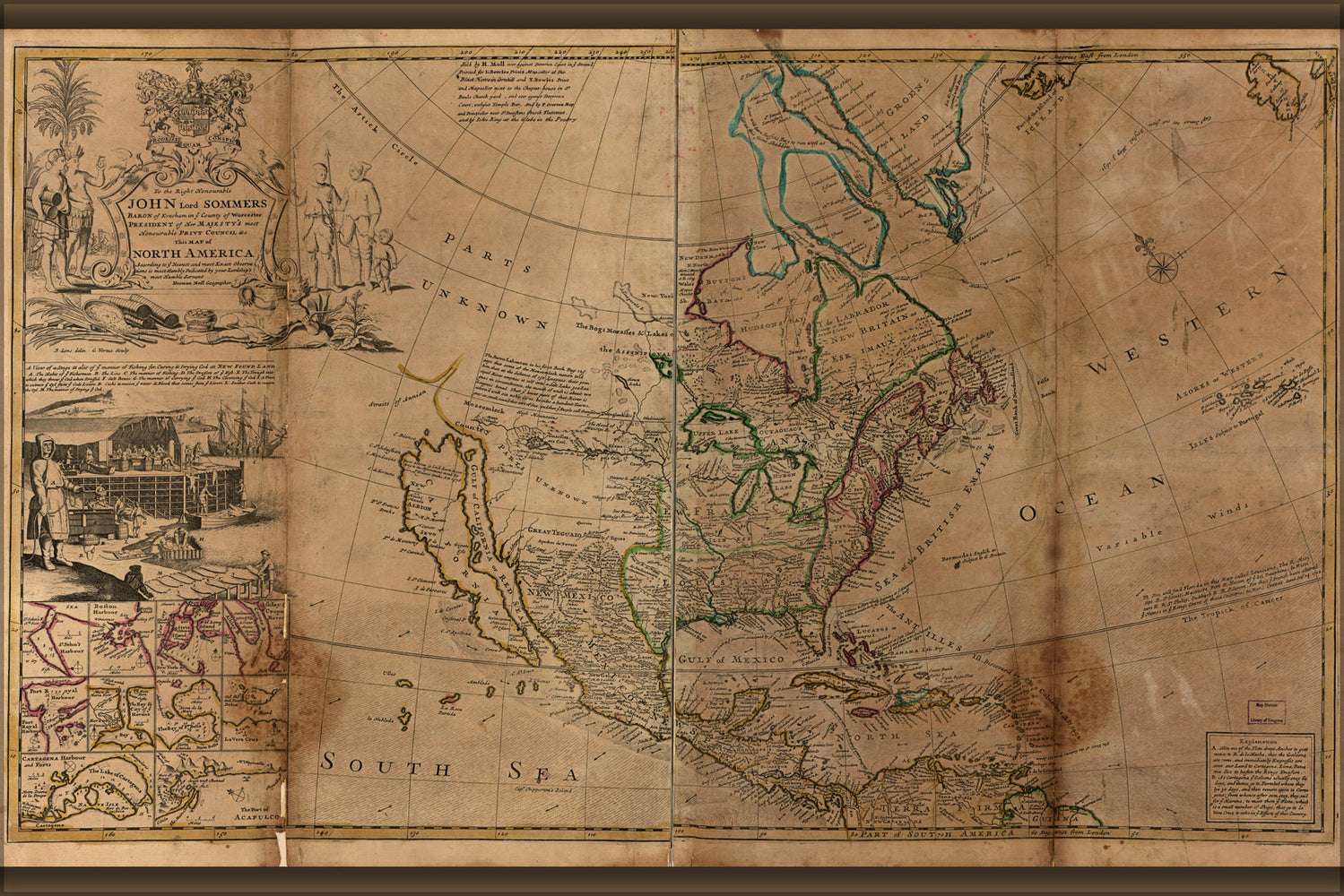 24"x36" Gallery Poster, map of North America 1715 pre united states