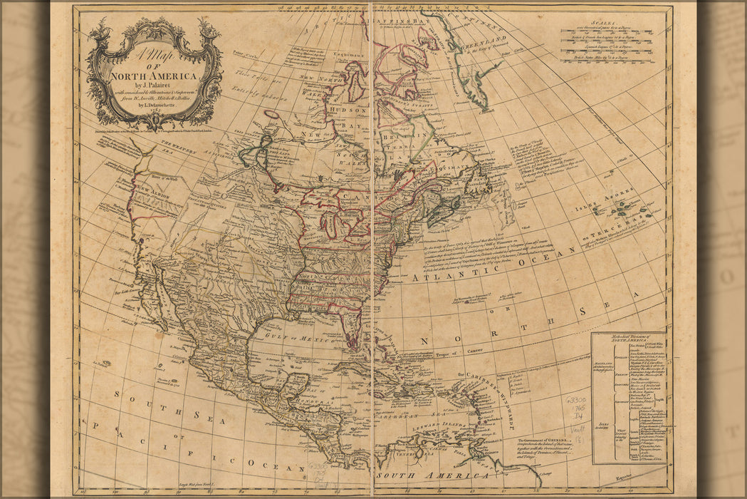 24"x36" Gallery Poster, map of North America 1765 pre united states p2
