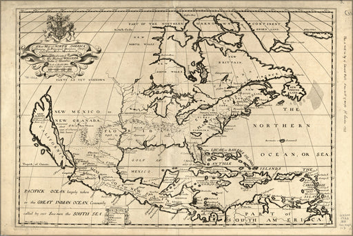 24"x36" Gallery Poster, map of North America pre united states 1722