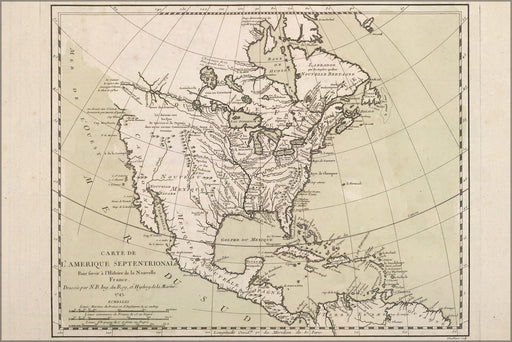 24"x36" Gallery Poster, map of North America pre united states 1743
