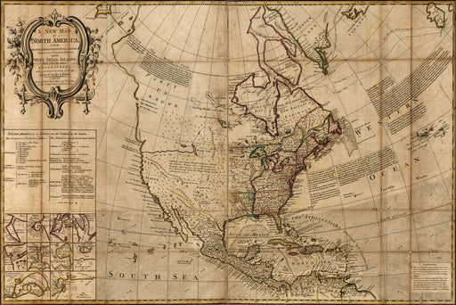 24"x36" Gallery Poster, map of North America pre united states 1750