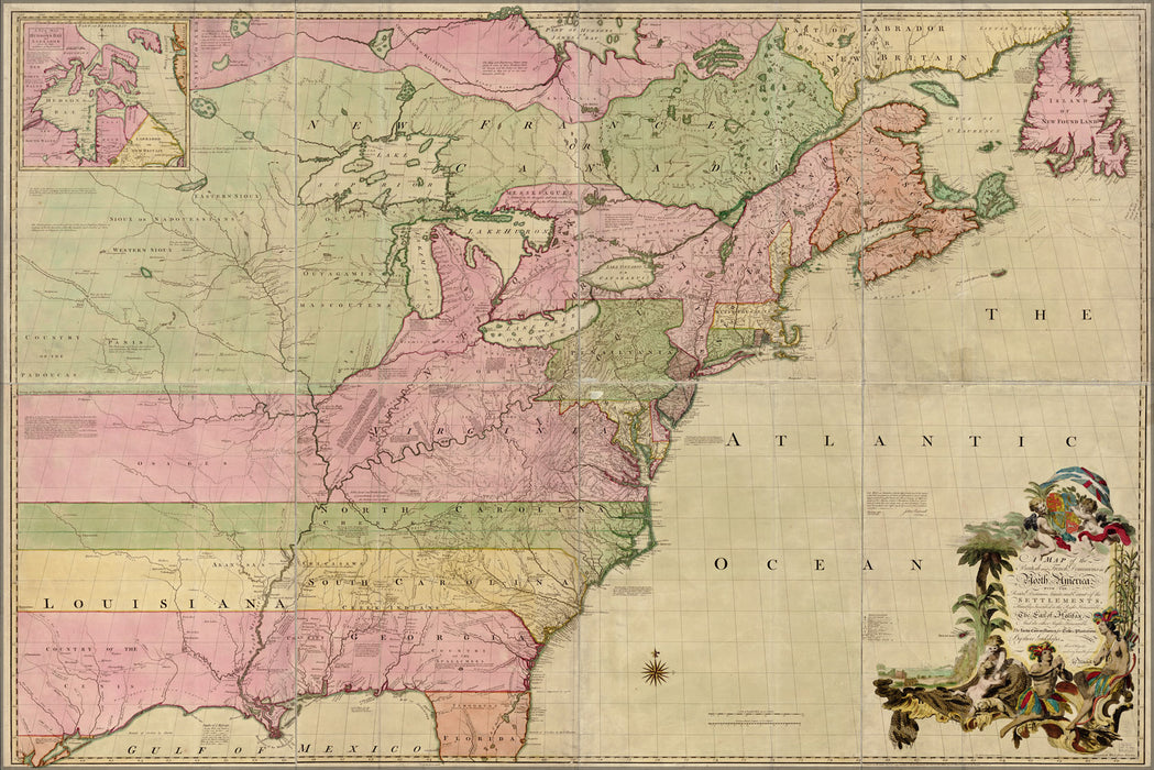 24"x36" Gallery Poster, map of North America pre united states 1755 p2
