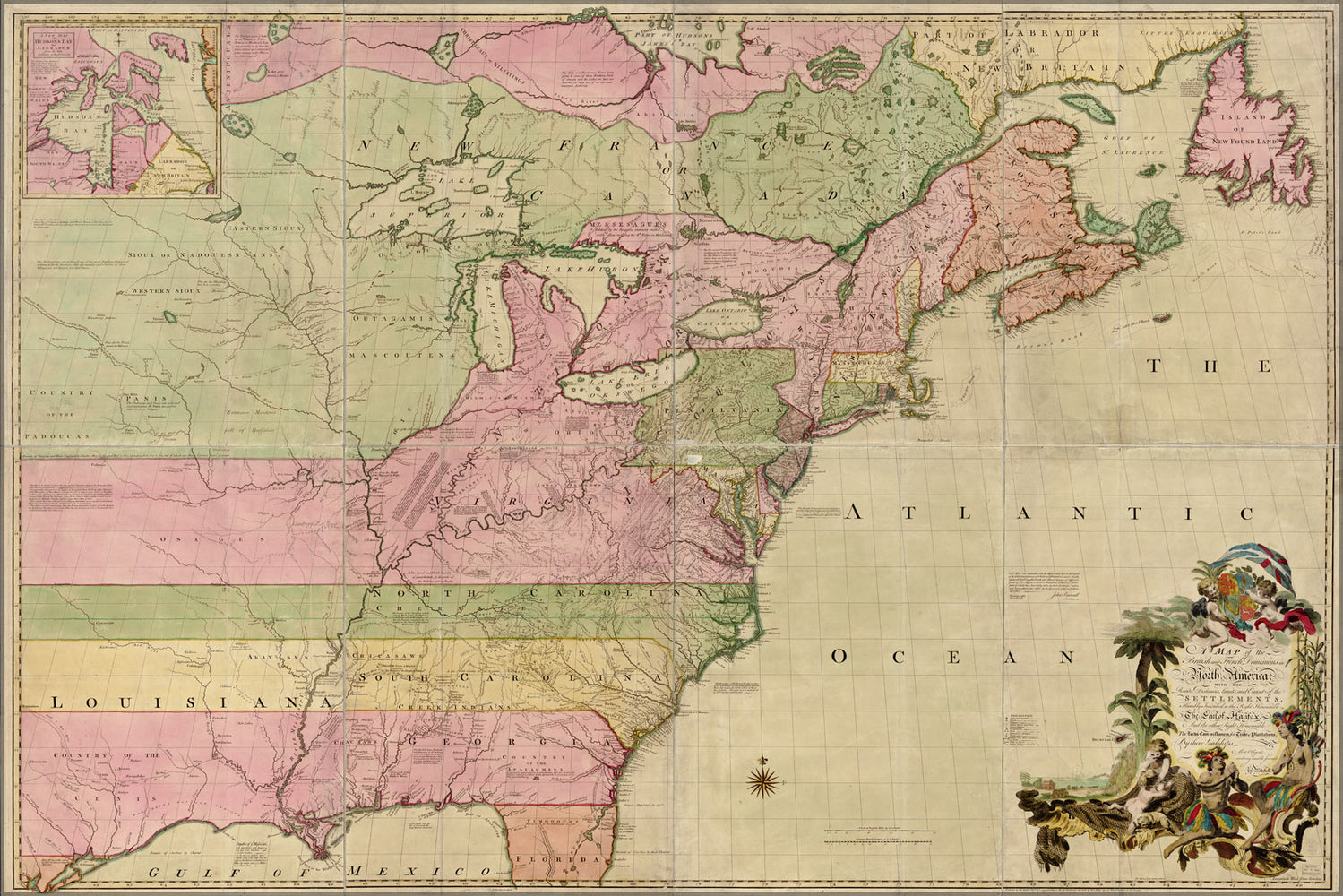 24"x36" Gallery Poster, map of North America pre united states 1755 p2