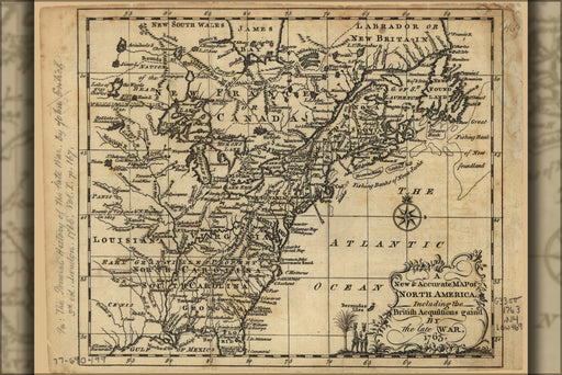 24"x36" Gallery Poster, map of North America pre united states 1766