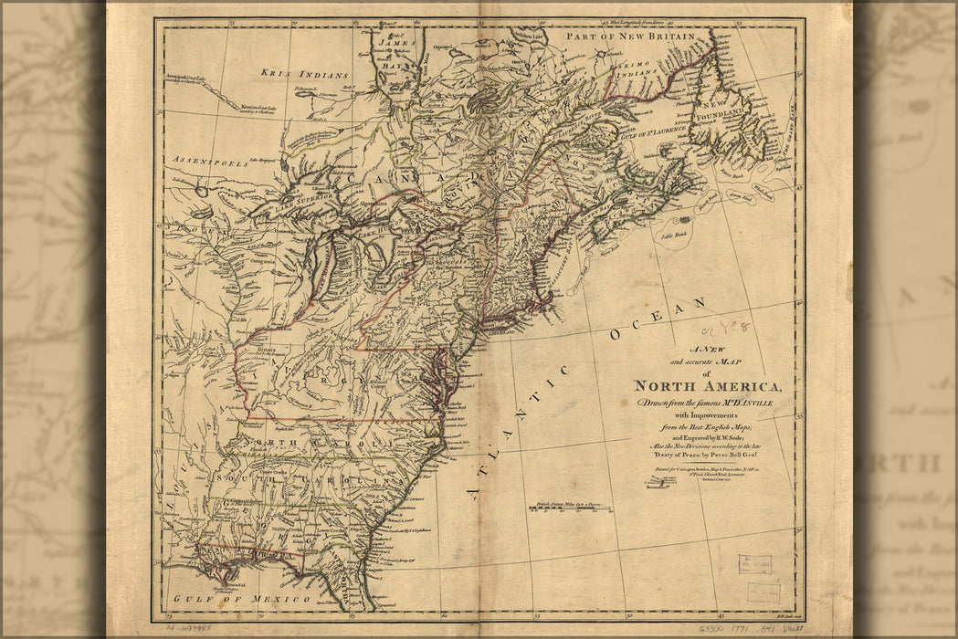 24"x36" Gallery Poster, map of North America pre united states 1771 p2