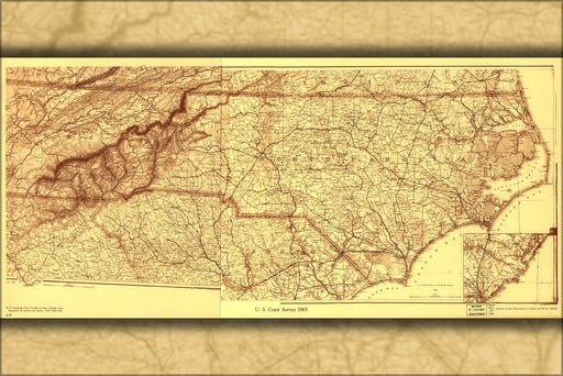 24"x36" Gallery Poster, map of North Carolina 1865 p2