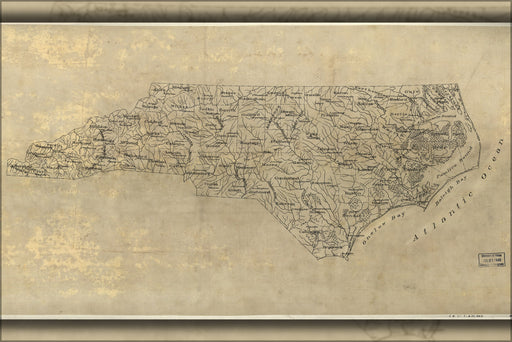 24"x36" Gallery Poster, map of North Carolina 1893