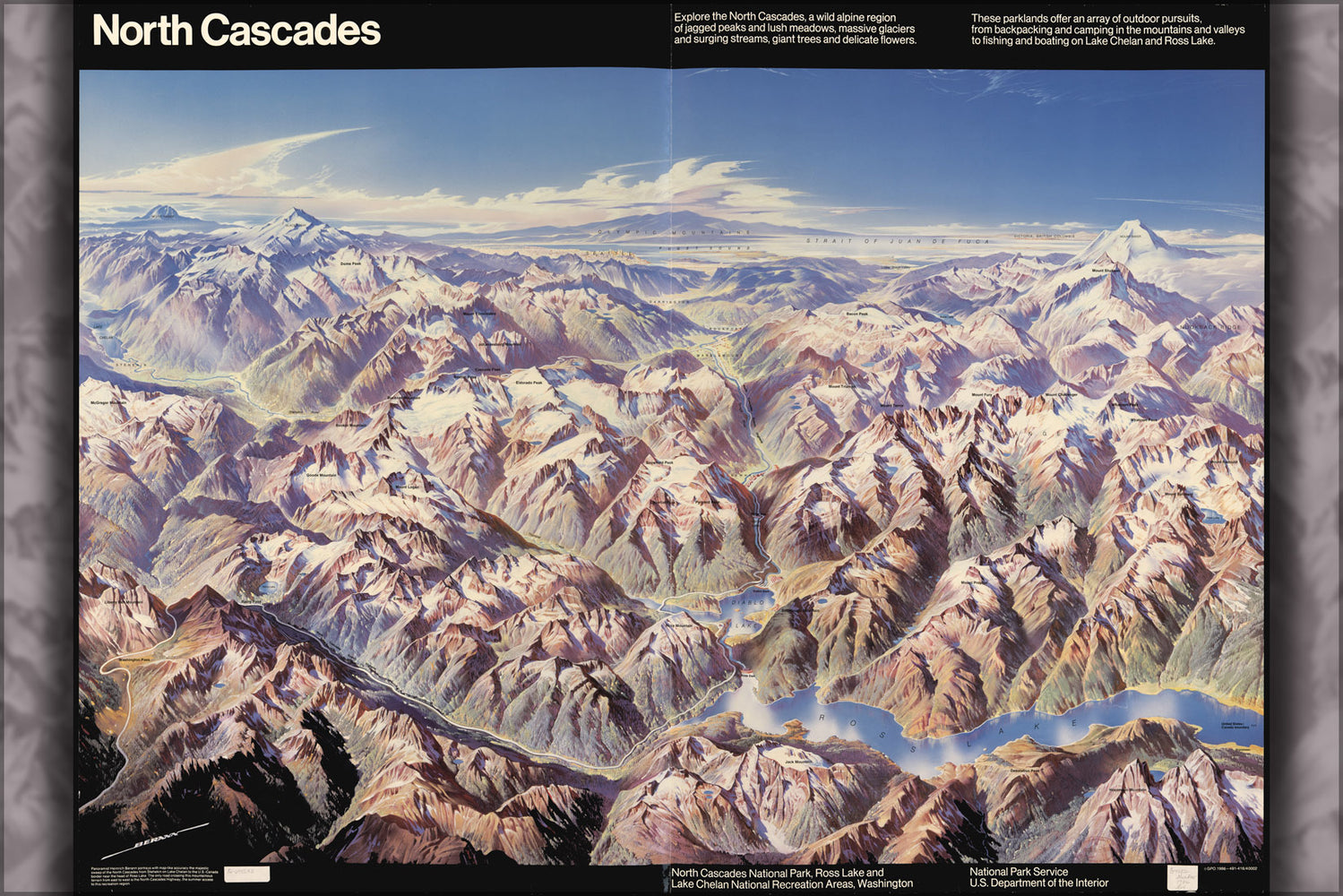 24"x36" Gallery Poster, map of North Cascades National Park 1986