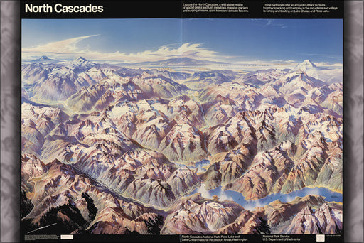 24"x36" Gallery Poster, map of North Cascades National Park 1986