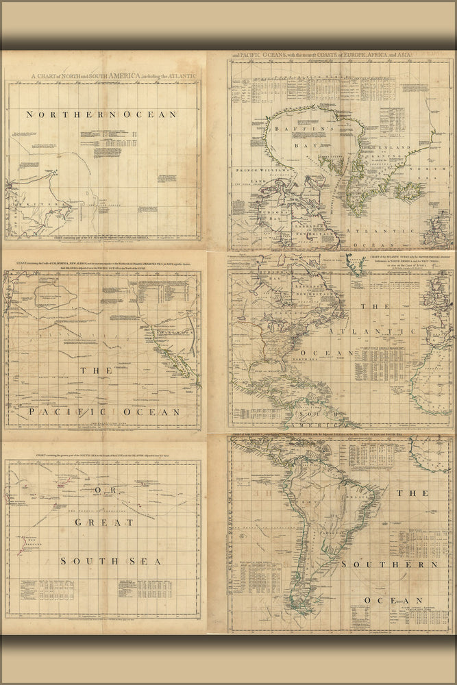 24"x36" Gallery Poster, map of North & South America 1768