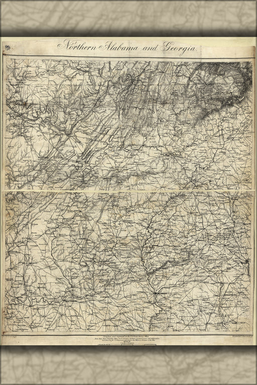 24"x36" Gallery Poster, map of Northern Alabama and Georgia 1864