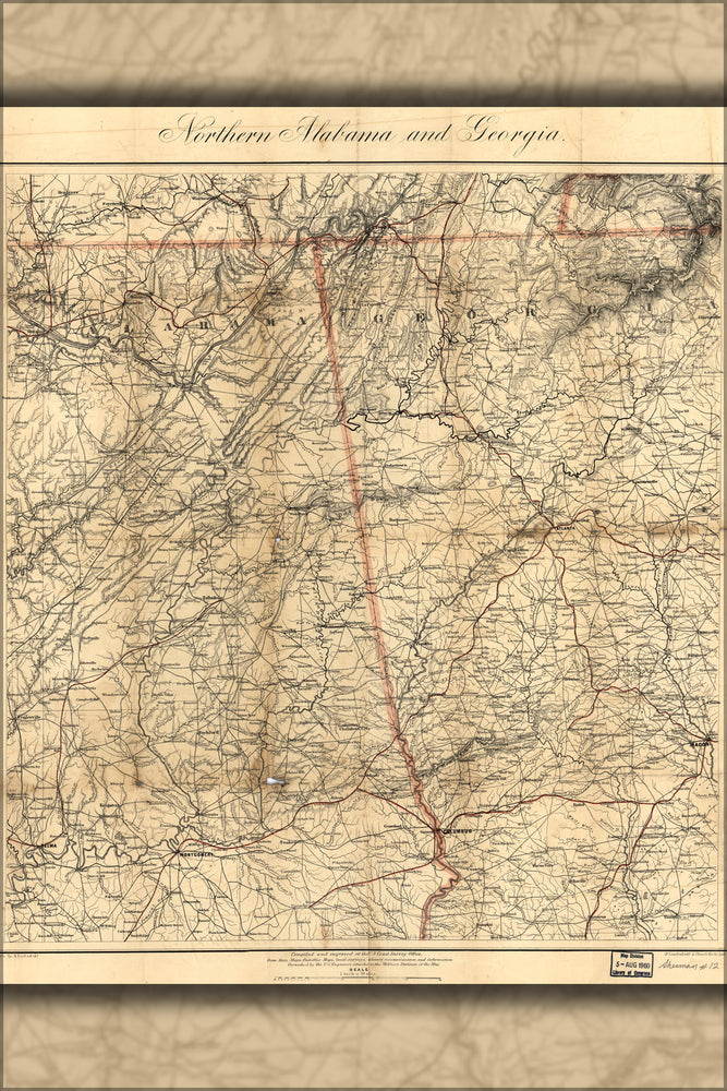 24"x36" Gallery Poster, map of Northern Alabama and Georgia 1864 p2