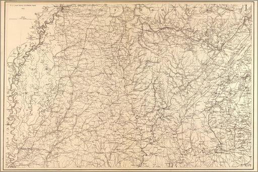 24"x36" Gallery Poster, map of Northern Mississippi and Alabama 1865