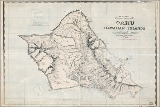24"x36" Gallery Poster, map of Oahu hawaii 1898