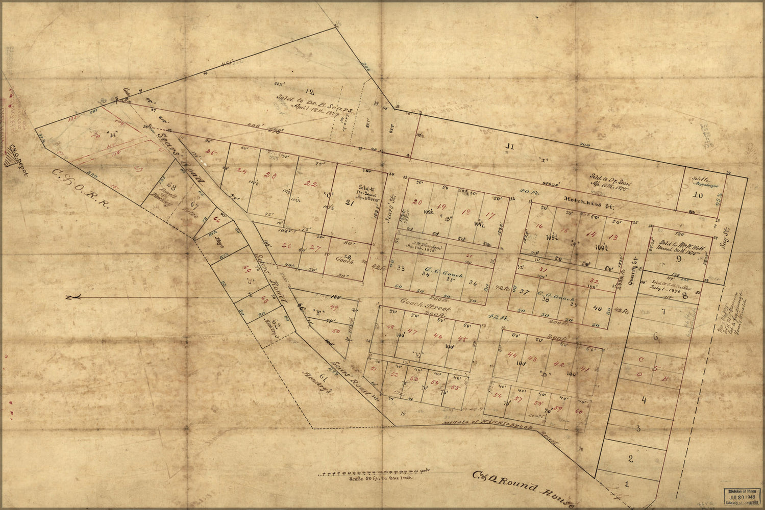 24"x36" Gallery Poster, map of Oak Hill lots Staunton, Virginia 1874
