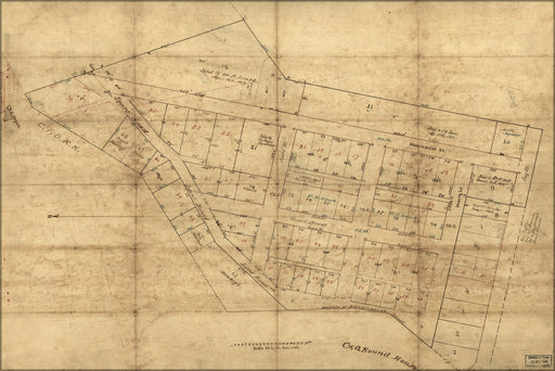24"x36" Gallery Poster, map of Oak Hill lots Staunton, Virginia 1874