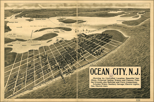 24"x36" Gallery Poster, map of Ocean City, New jersey 1903