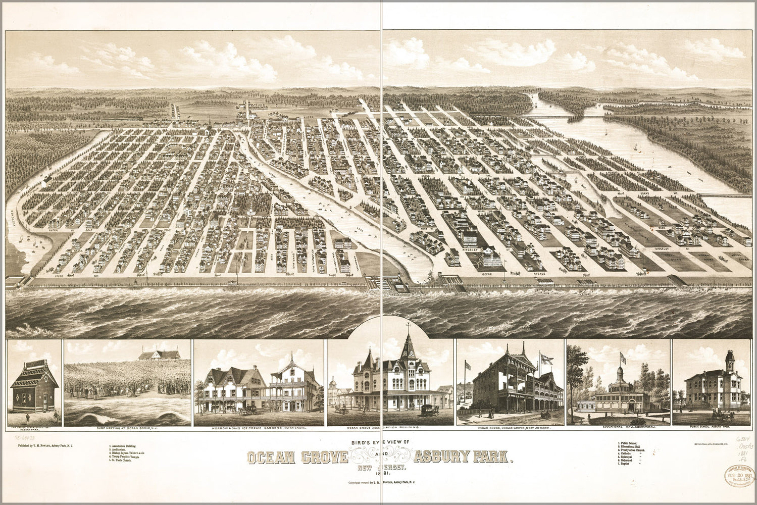 24"x36" Gallery Poster, map of Ocean Grove Asbury Park New Jersey 1881