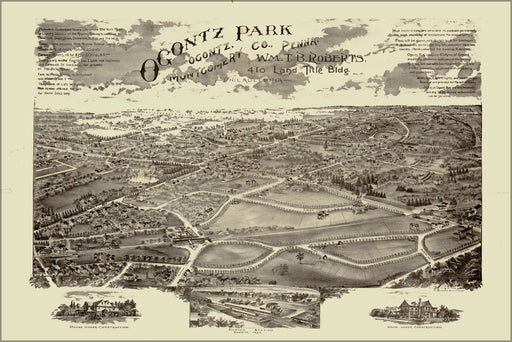 24"x36" Gallery Poster, map of Ogontz Park Pennsylvania 1880