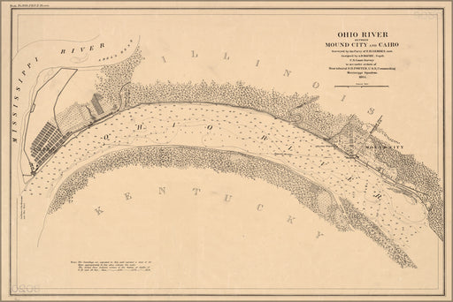 24"x36" Gallery Poster, map of Ohio River Mound City to Cairo 1864