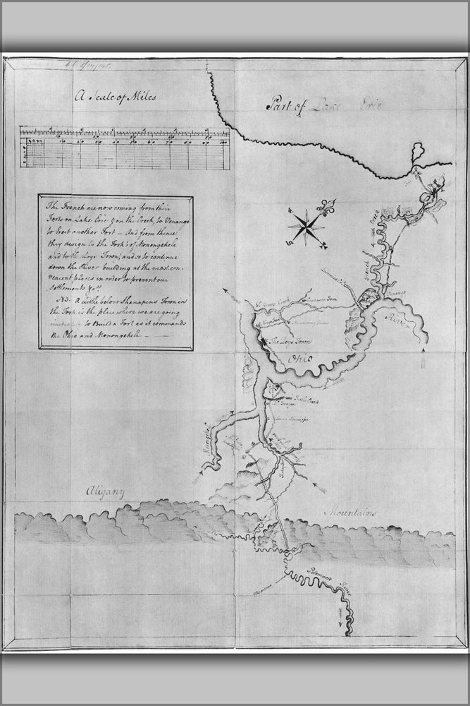 24"x36" Gallery Poster, map of Ohio by George Washington, c1753