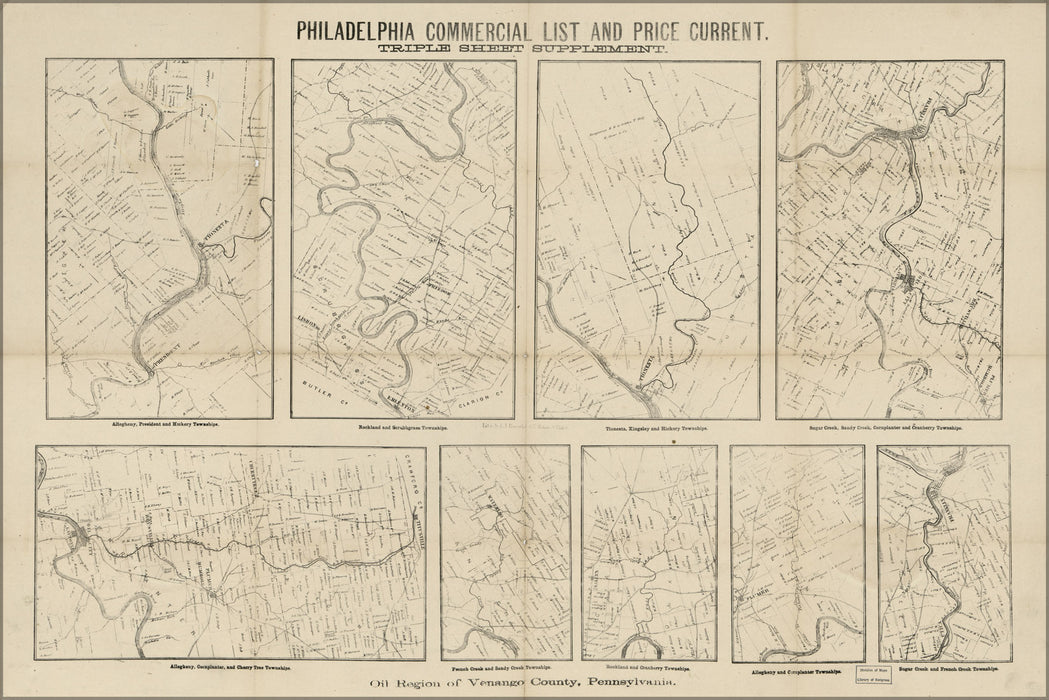 24"x36" Gallery Poster, map of Oil region Venango Co Pennsylvania 1866