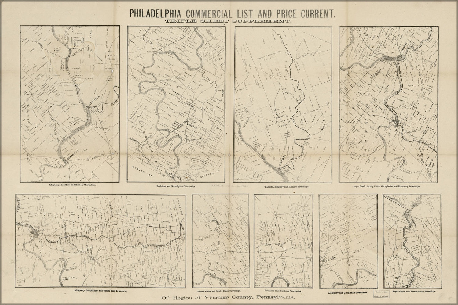 24"x36" Gallery Poster, map of Oil region Venango Co Pennsylvania 1866