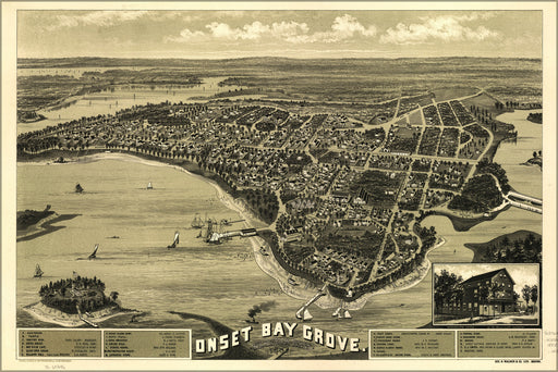 24"x36" Gallery Poster, map of Onset Bay Grove, Massachusetts l885