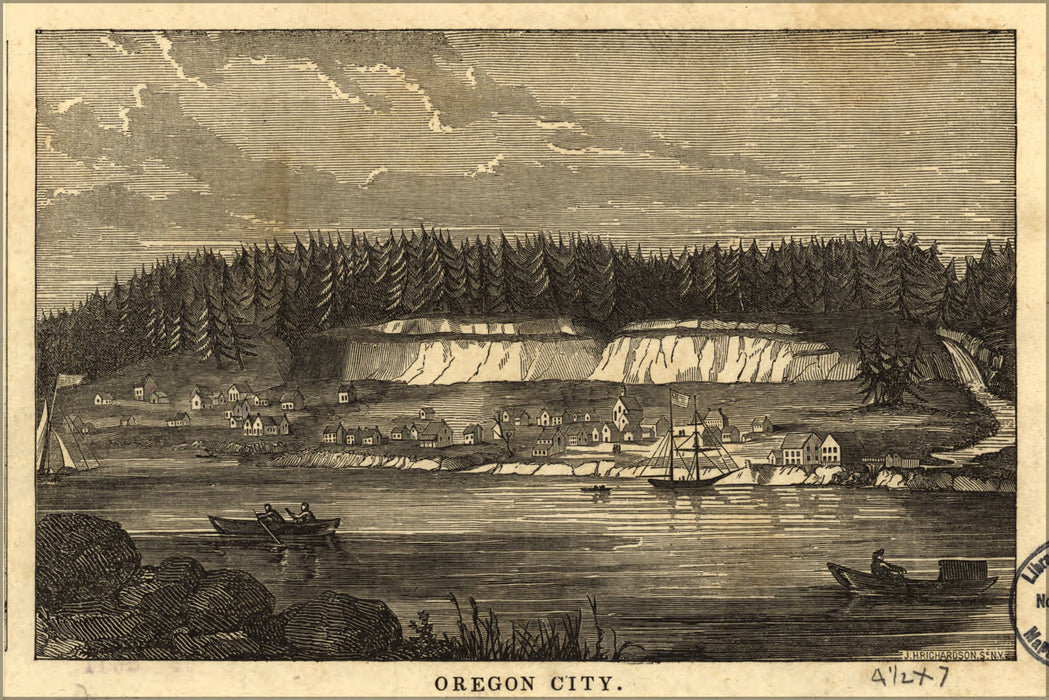 24"x36" Gallery Poster, map of Oregon City oregon 1850