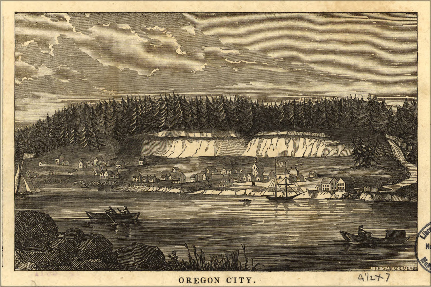 24"x36" Gallery Poster, map of Oregon City oregon 1850