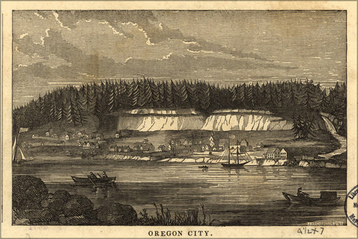24"x36" Gallery Poster, map of Oregon City oregon 1850
