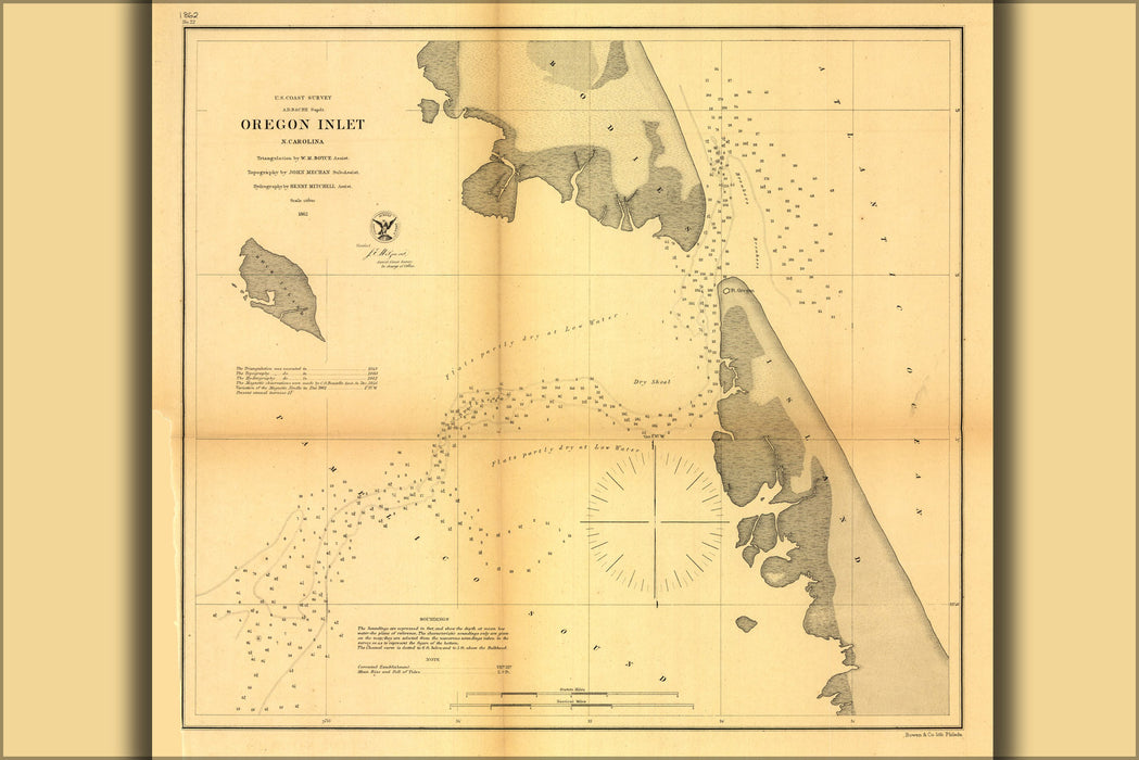 24"x36" Gallery Poster, map of Oregon Inlet north Carolina 1862