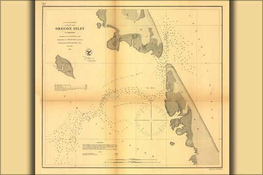 24"x36" Gallery Poster, map of Oregon Inlet north Carolina 1862