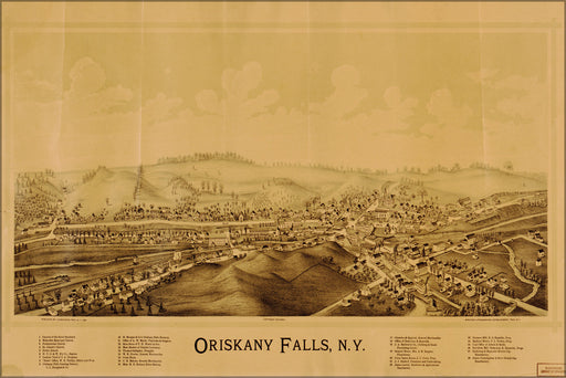 24"x36" Gallery Poster, map of Oriskany Falls new york 1891