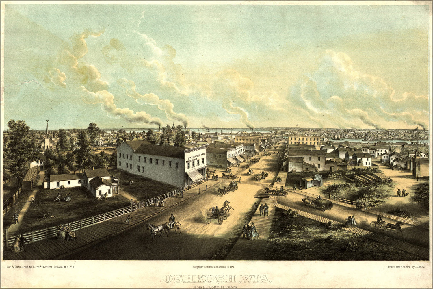 24"x36" Gallery Poster, map of Oshkosh, Wisconsin 1850