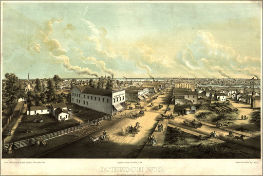 24"x36" Gallery Poster, map of Oshkosh, Wisconsin 1850