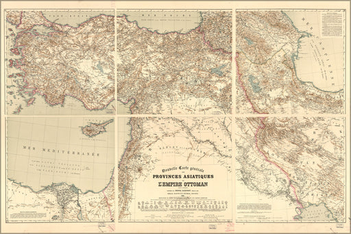 24"x36" Gallery Poster, map of Ottoman empire in asia 1883 in french