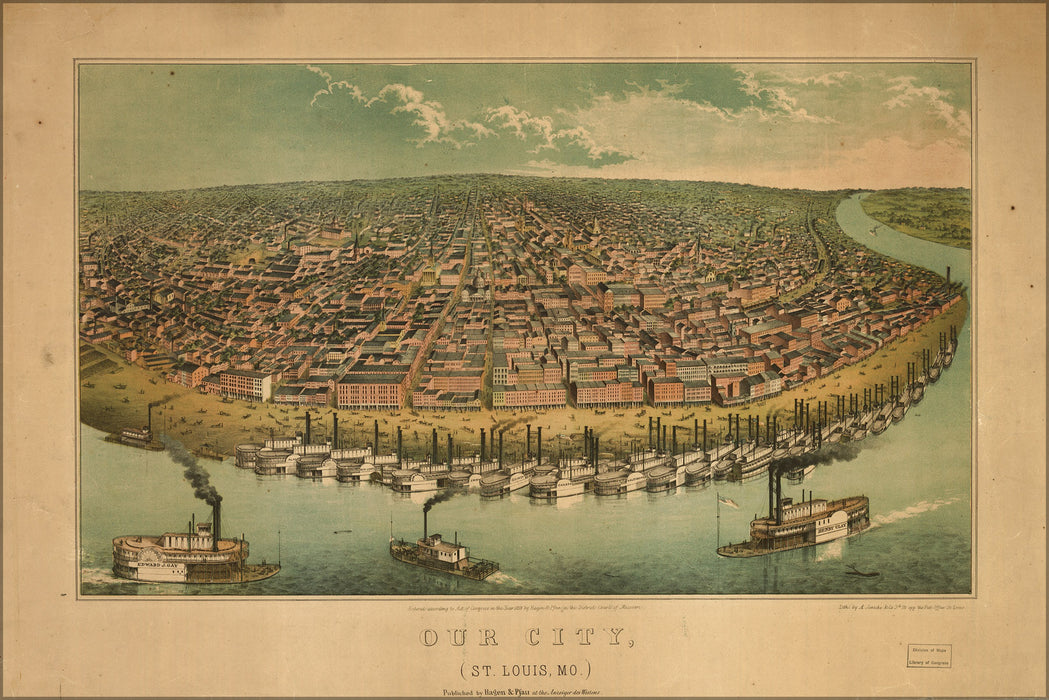24"x36" Gallery Poster, map of Our city St. Louis missouri 1859