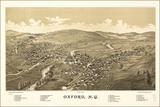 24"x36" Gallery Poster, map of Oxford, New york state 1888