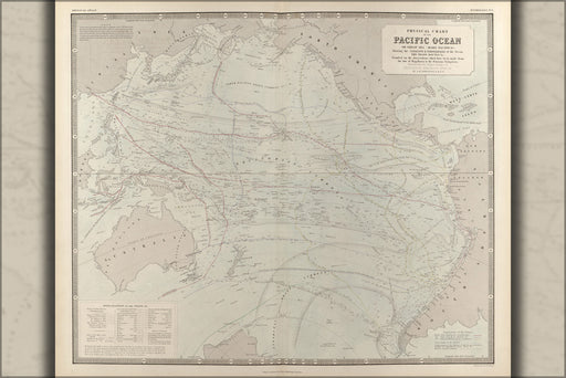 24"x36" Gallery Poster, map of Pacific Ocean 1848