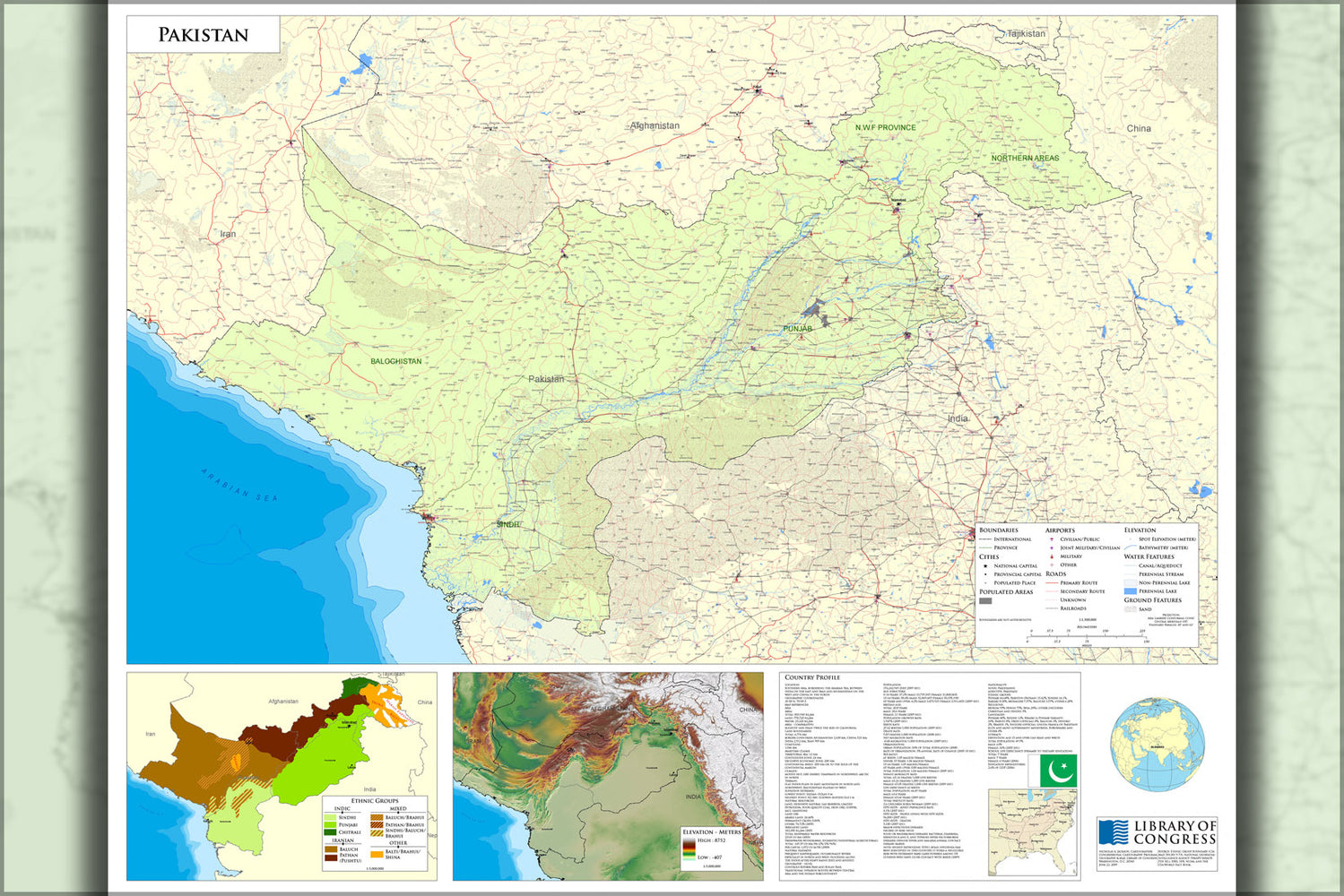 24"x36" Gallery Poster, map of Pakistan 2009