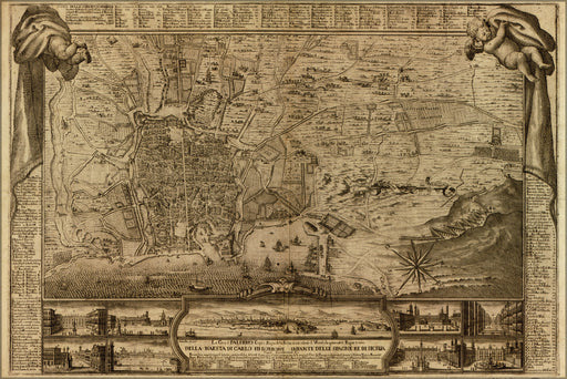 24"x36" Gallery Poster, map of Palermo italy 18th century in italian