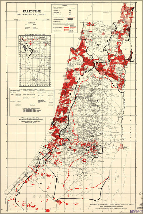 24"x36" Gallery Poster, map of Palestine israel 1949