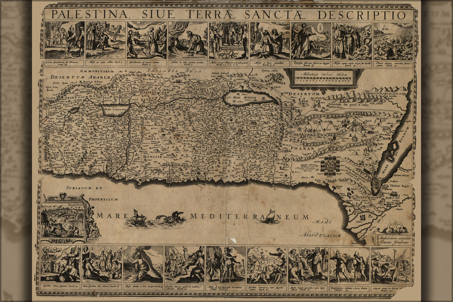 24"x36" Gallery Poster, map of Palestine israel holy Land 1650 in latin