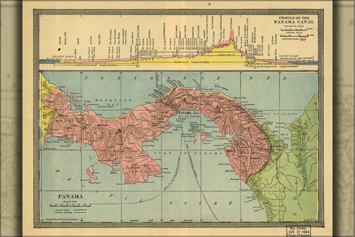 24"x36" Gallery Poster, map of Panama 1904