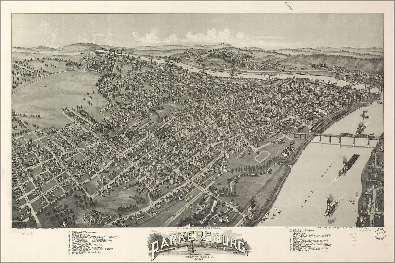 24"x36" Gallery Poster, map of Parkersburg, West Virginia 1899