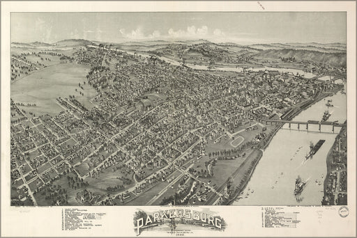 24"x36" Gallery Poster, map of Parkersburg, West Virginia 1899