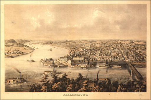24"x36" Gallery Poster, map of Parkersburg west virginia 1861