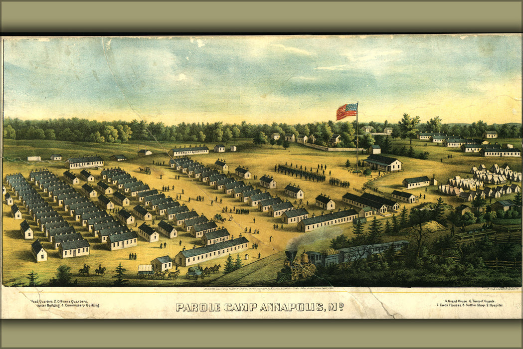 24"x36" Gallery Poster, map of Parole Camp Annapolis, maryland 1864